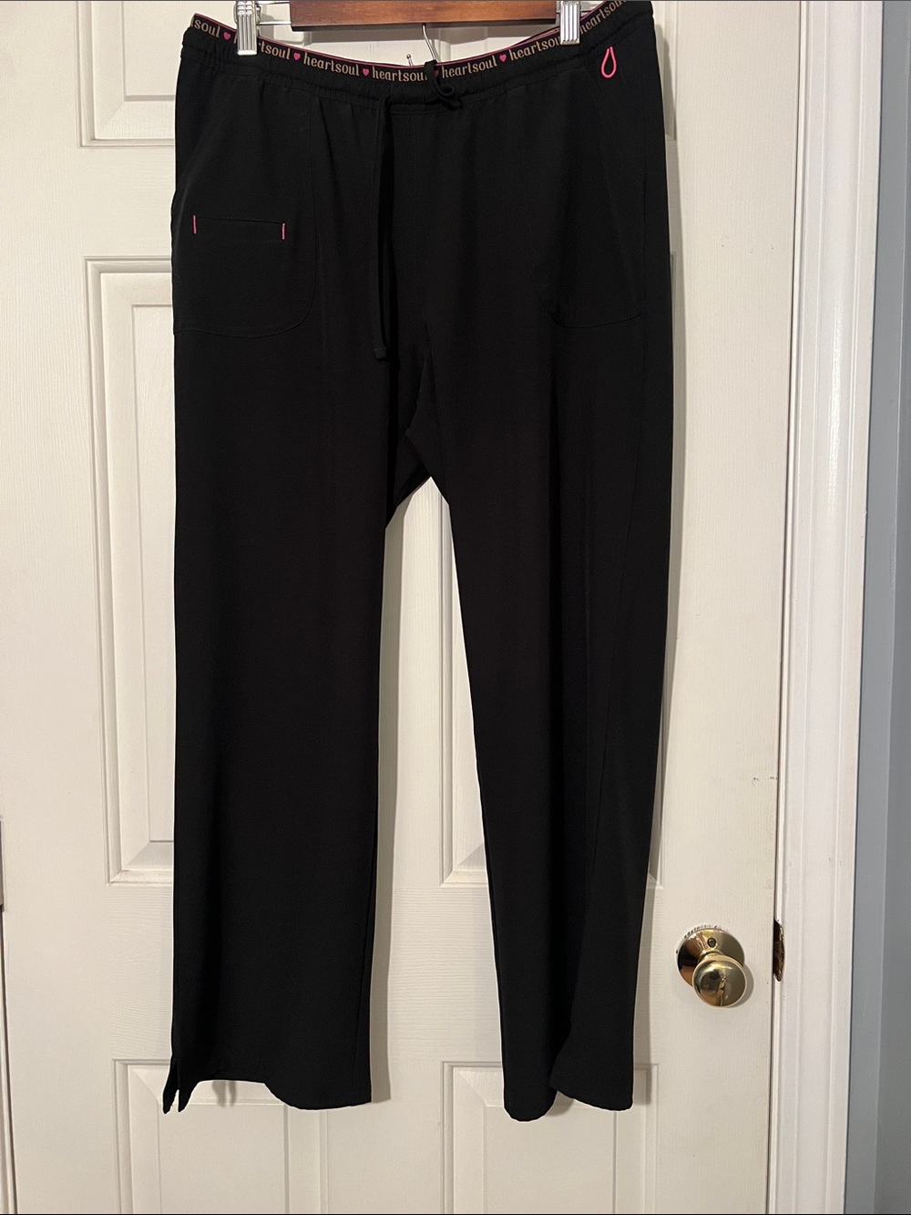 HeartSoul Black Jogger Scrub Pants with Pink Trim